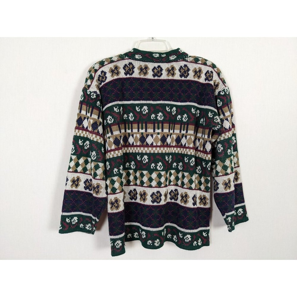 Vintage Caroline Colours green multicolored oversized sweater S - Picture 8 of 8